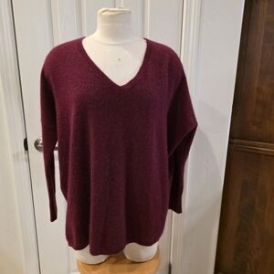 Minnie Rose Burgundy V-Neck Sweater